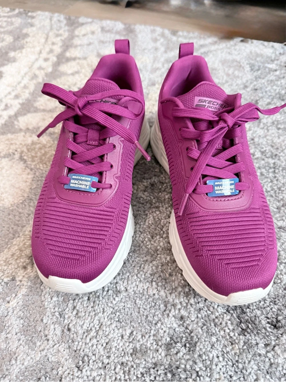 Skechers Women's Athletic Sneakers in Magenta with White Soles